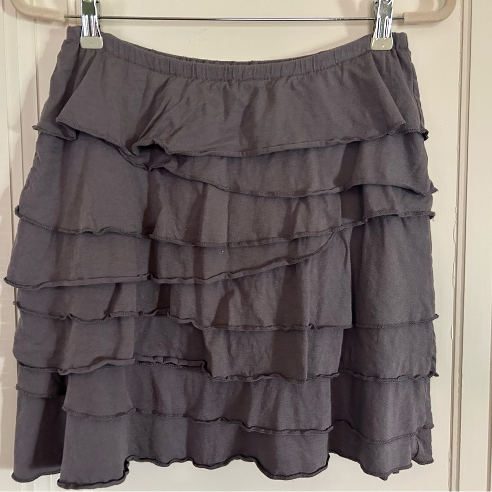 Garnet Hill Charcoal Asymmetrical Ruffle Skirt